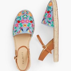 Talbots Izzy D'orsay Espadrille‎ Chambray Closed Toe Sandals